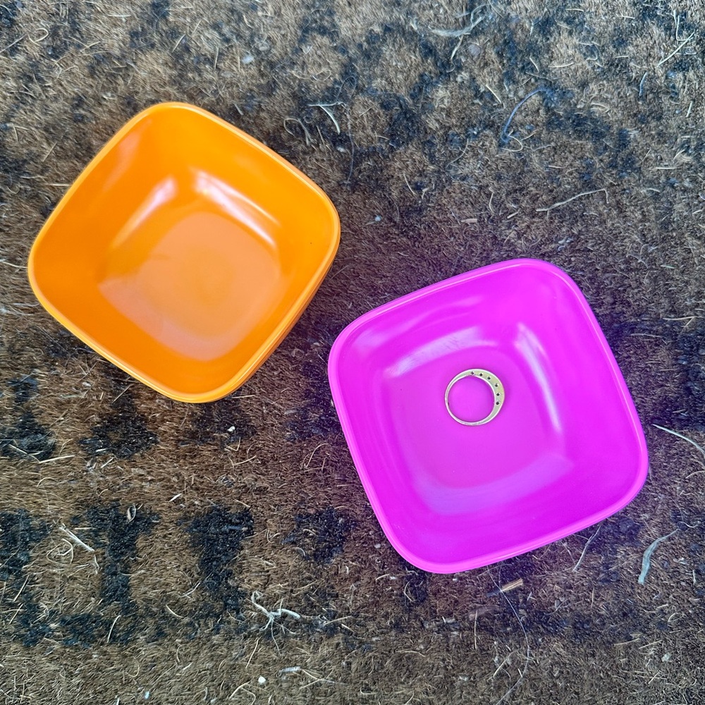 Two Melamine Trinket Dishes Pink and Orange